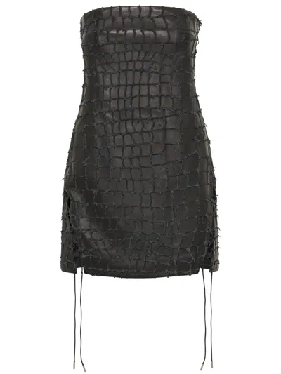 Dion Lee Snakeskin-effect Leather Mini Dress In Black