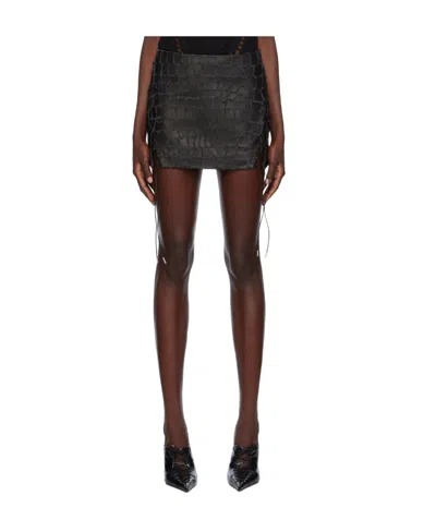 Dion Lee Snakeskin-effect Leather Skirt In Black