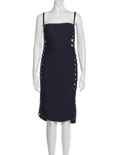 Pre-owned Dion Lee Square Neckline Knee-length Dress In Blue