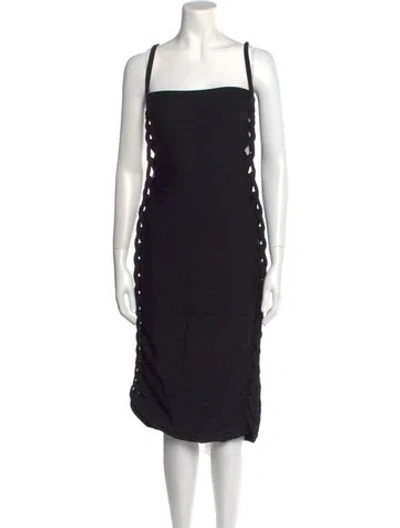 Pre-owned Dion Lee Square Neckline Knee-length Dress W/ Tags In Black