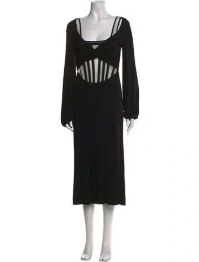 Pre-owned Dion Lee Square Neckline Long Dress In Black