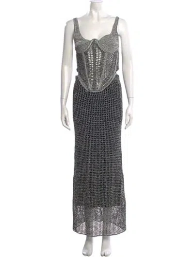 Pre-owned Dion Lee Square Neckline Long Dress In Black