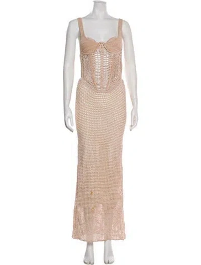 Pre-owned Dion Lee Square Neckline Long Dress In Neutral