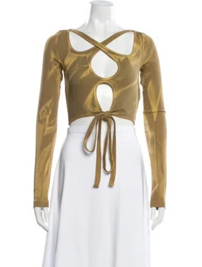 Pre-owned Dion Lee Square Neckline Long Sleeve Crop Top In Multi