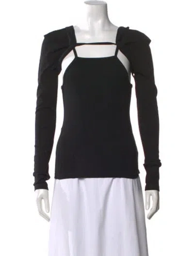 Pre-owned Dion Lee Square Neckline Long Sleeve Top In Black