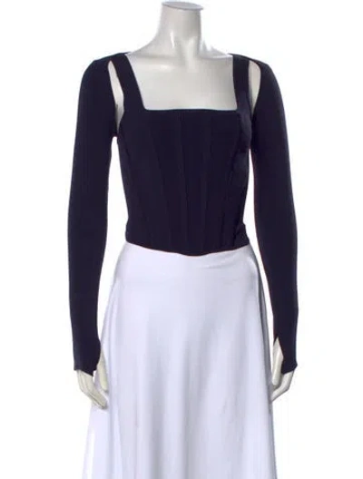 Pre-owned Dion Lee Square Neckline Long Sleeve Top In Blue