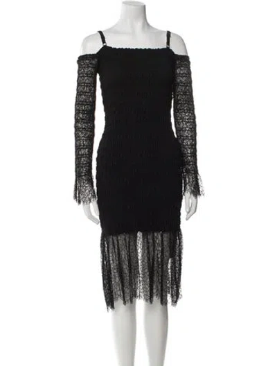 Pre-owned Dion Lee Square Neckline Midi Length Dress In Black