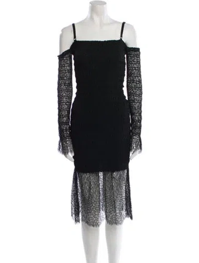 Pre-owned Dion Lee Square Neckline Midi Length Dress In Black