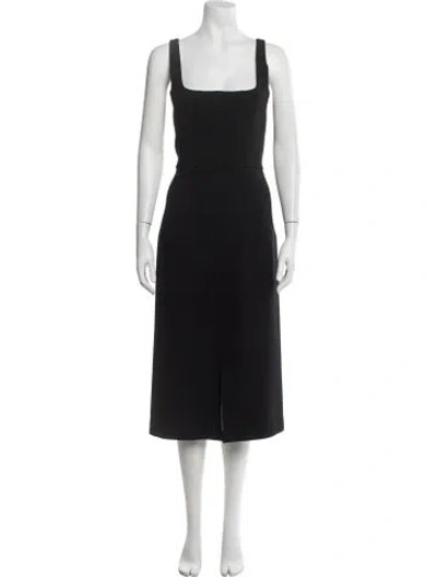 Pre-owned Dion Lee Square Neckline Midi Length Dress In Black