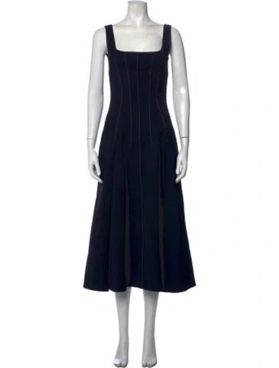 Pre-owned Dion Lee Square Neckline Midi Length Dress In Black/blue