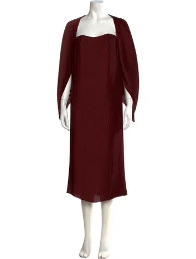 Pre-owned Dion Lee Square Neckline Midi Length Dress In Burgundy