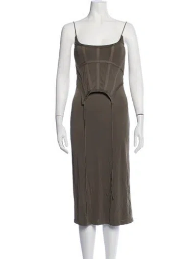 Pre-owned Dion Lee Square Neckline Midi Length Dress In Green