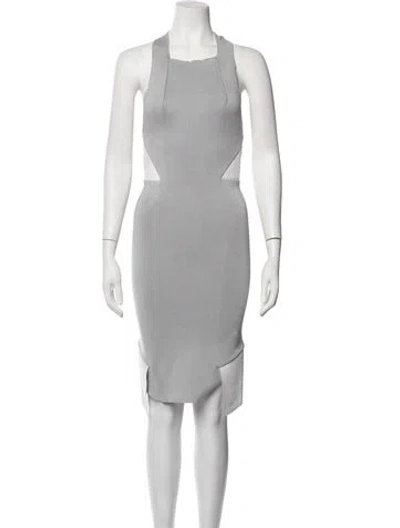 Pre-owned Dion Lee Square Neckline Midi Length Dress In Grey