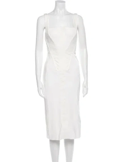 Pre-owned Dion Lee Square Neckline Midi Length Dress In Neutral