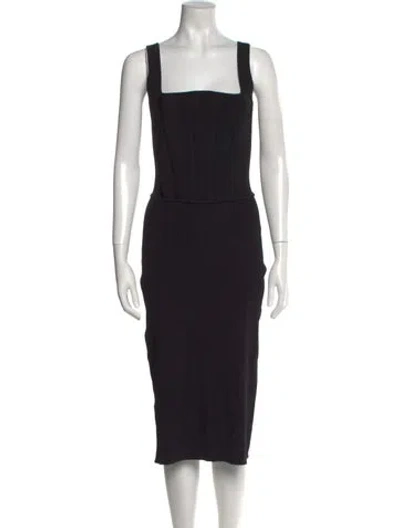 Pre-owned Dion Lee Square Neckline Midi Length Dress W/ Tags In Black