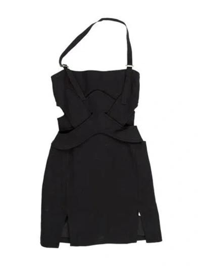 Pre-owned Dion Lee Square Neckline Mini Dress In Black