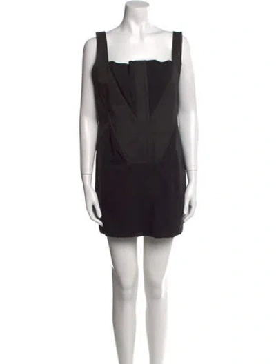 Pre-owned Dion Lee Square Neckline Mini Dress In Black