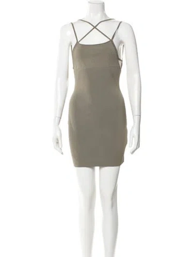 Pre-owned Dion Lee Square Neckline Mini Dress In Black