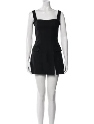 Pre-owned Dion Lee Square Neckline Mini Dress In Black