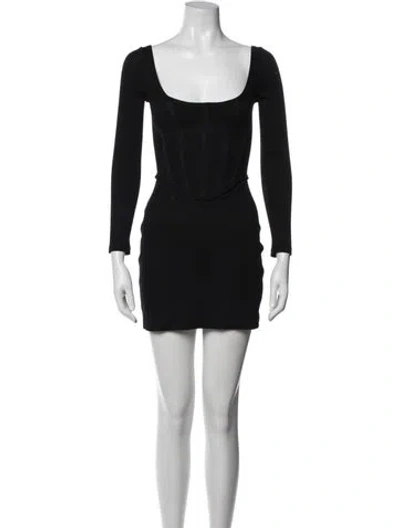 Pre-owned Dion Lee Square Neckline Mini Dress In Black