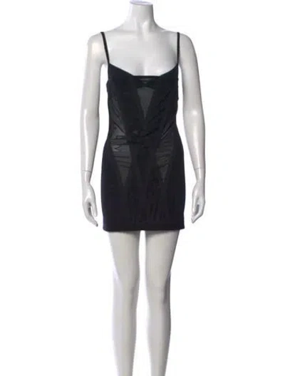 Pre-owned Dion Lee Square Neckline Mini Dress In Black