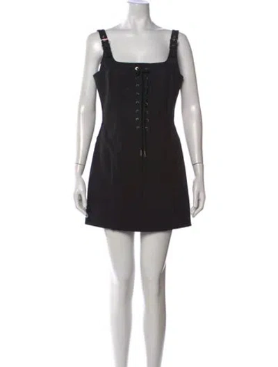 Pre-owned Dion Lee Square Neckline Mini Dress In Black