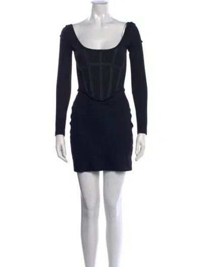 Pre-owned Dion Lee Square Neckline Mini Dress In Black