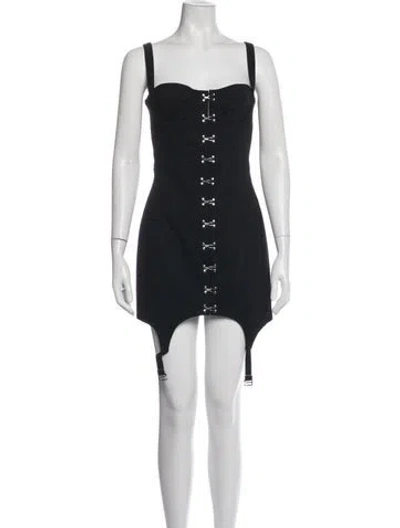 Pre-owned Dion Lee Square Neckline Mini Dress In Black/blue