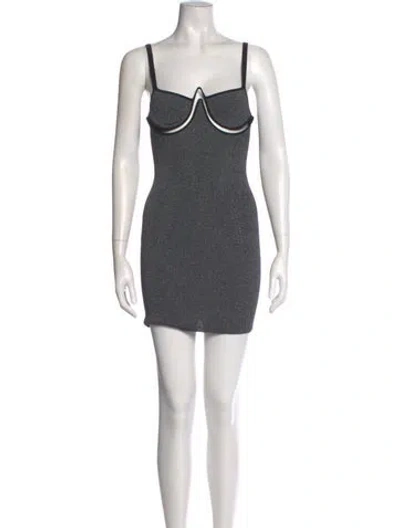 Pre-owned Dion Lee Square Neckline Mini Dress In Gray