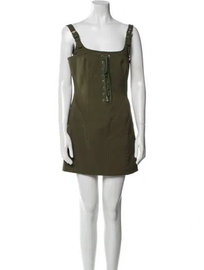 Pre-owned Dion Lee Square Neckline Mini Dress In Green