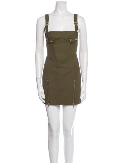 Pre-owned Dion Lee Square Neckline Mini Dress In Green