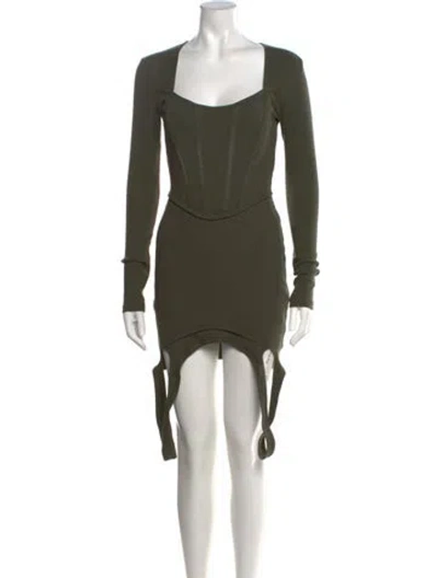 Pre-owned Dion Lee Square Neckline Mini Dress In Green