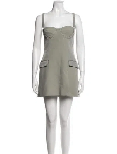 Pre-owned Dion Lee Square Neckline Mini Dress In Grey