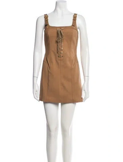 Pre-owned Dion Lee Square Neckline Mini Dress In Neutral