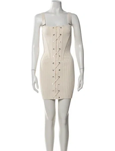 Pre-owned Dion Lee Square Neckline Mini Dress In Neutrals