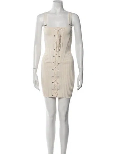 Pre-owned Dion Lee Square Neckline Mini Dress In Neutrals