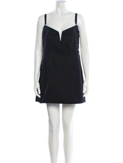 Pre-owned Dion Lee Square Neckline Mini Dress W/ Tags In Black