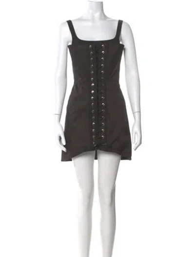 Pre-owned Dion Lee Square Neckline Mini Dress W/ Tags In Black