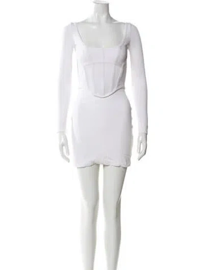 Pre-owned Dion Lee Square Neckline Mini Dress In White