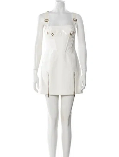 Pre-owned Dion Lee Square Neckline Mini Dress In White