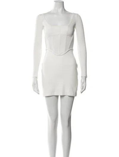 Pre-owned Dion Lee Square Neckline Mini Dress In White