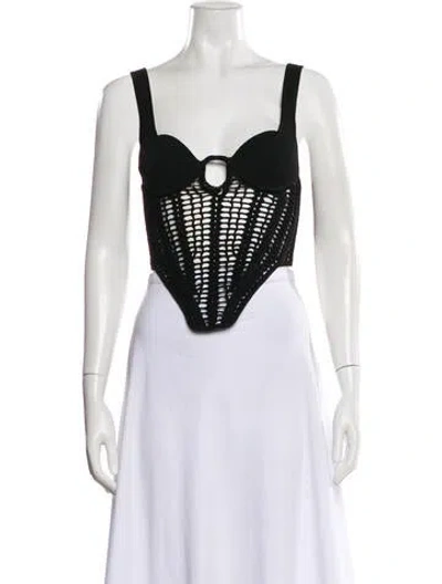 Pre-owned Dion Lee Square Neckline Sleeveless Crop Top In Black