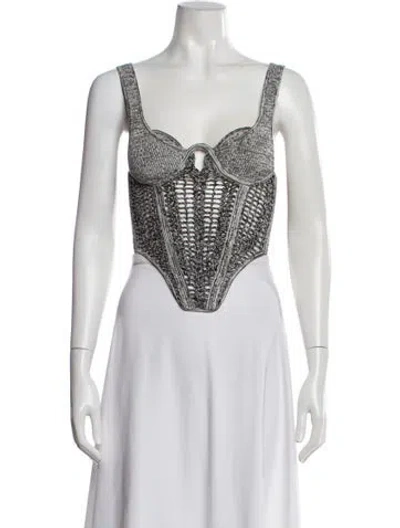 Pre-owned Dion Lee Square Neckline Sleeveless Crop Top In Black