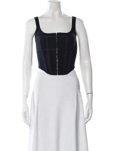 Pre-owned Dion Lee Square Neckline Sleeveless Crop Top In Black