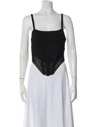 Pre-owned Dion Lee Square Neckline Sleeveless Crop Top In Black
