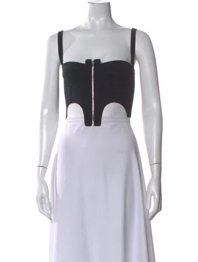 Pre-owned Dion Lee Square Neckline Sleeveless Crop Top In Black