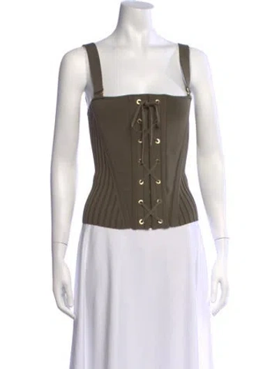 Pre-owned Dion Lee Square Neckline Sleeveless Crop Top In Green