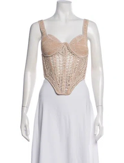 Pre-owned Dion Lee Square Neckline Sleeveless Crop Top In Neutrals