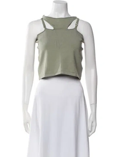 Pre-owned Dion Lee Square Neckline Sleeveless Crop Top W/ Tags In Green