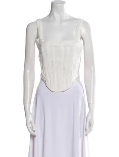 Pre-owned Dion Lee Square Neckline Sleeveless Crop Top In White